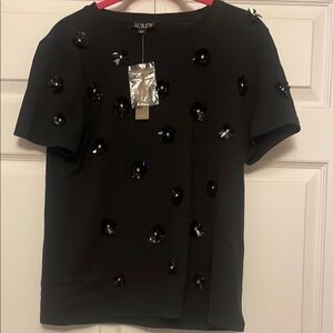 J.Crew Black Embellished T-Shirt